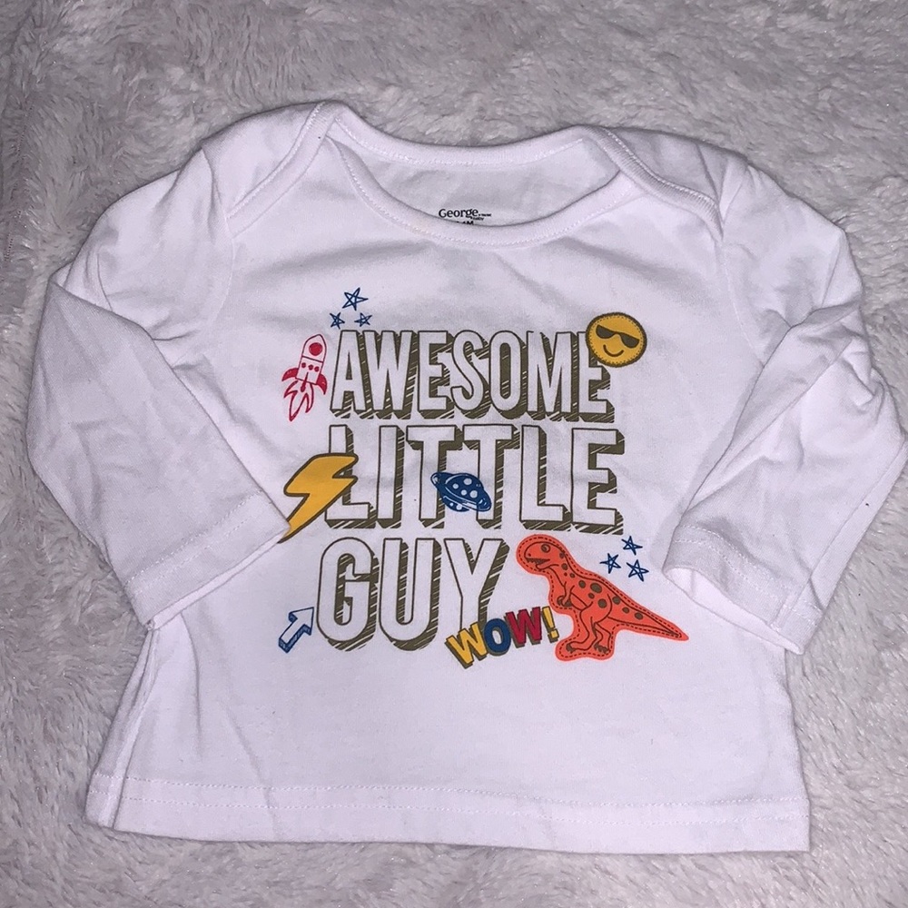 (3 for $10) George 3/6 months  “awesome little guy” top